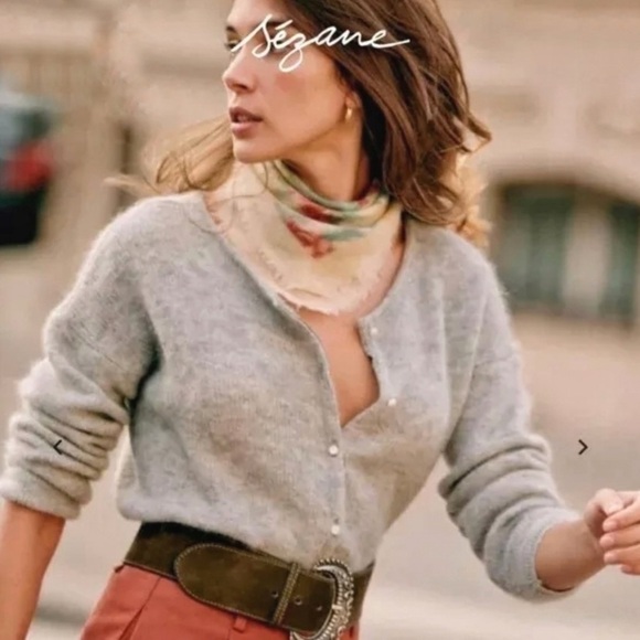 Sezane Gaspard Cardigan Super soft Mohair and Baby Alpaca Blend Lt Grey Size S - Picture 15 of 15